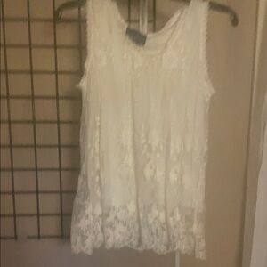 Chic White Lace Sleeveless Blouse